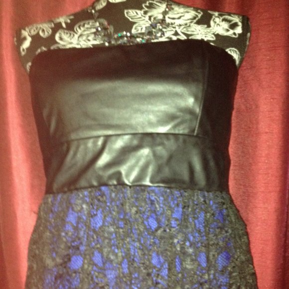 NWOT Black&Blue Lace Strapless Dress By Speechless - Picture 10 of 16